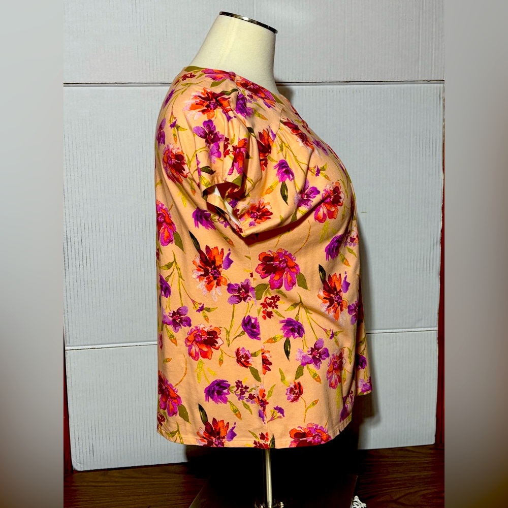 Denim & Company 1X Floral Women's Top - Multicolor 27” length 23” p2p - Picture 4 of 7